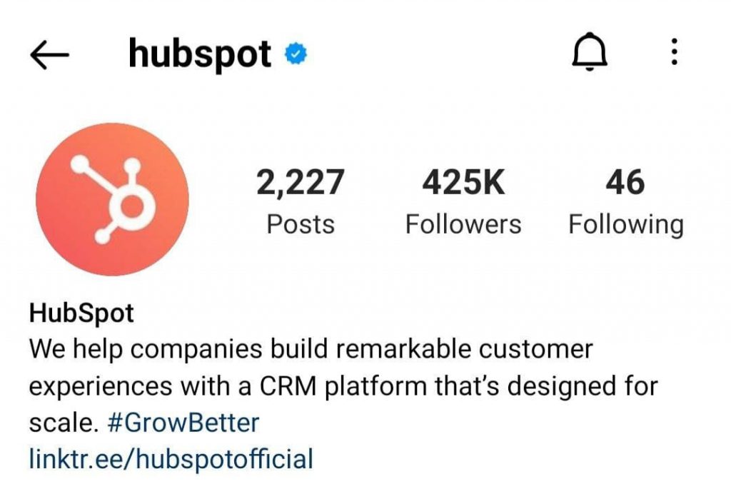 hubspot profile on instagram