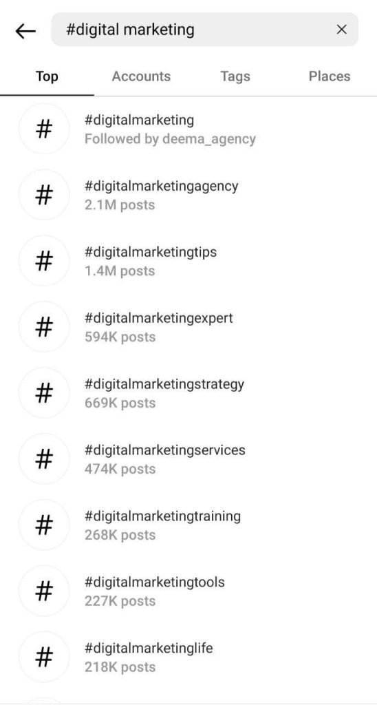 bunch of hashtags